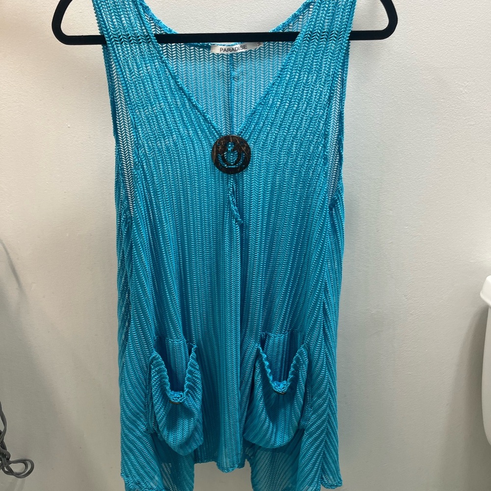 Parisian Works Blue Textured Swim Coverup
